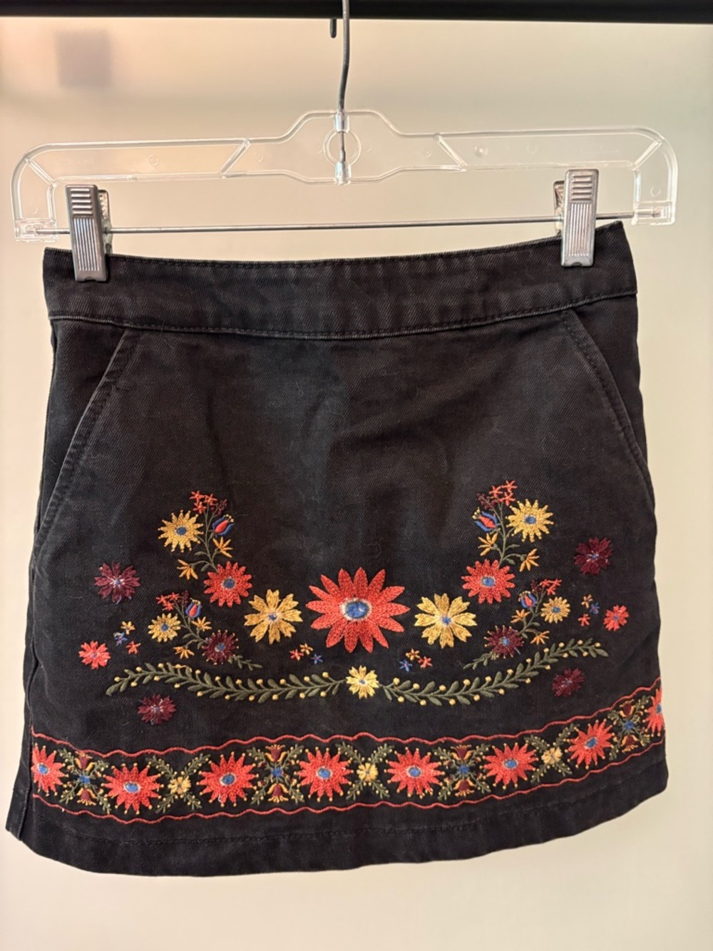 Forever 21 Black Embroidered Mini Skirt